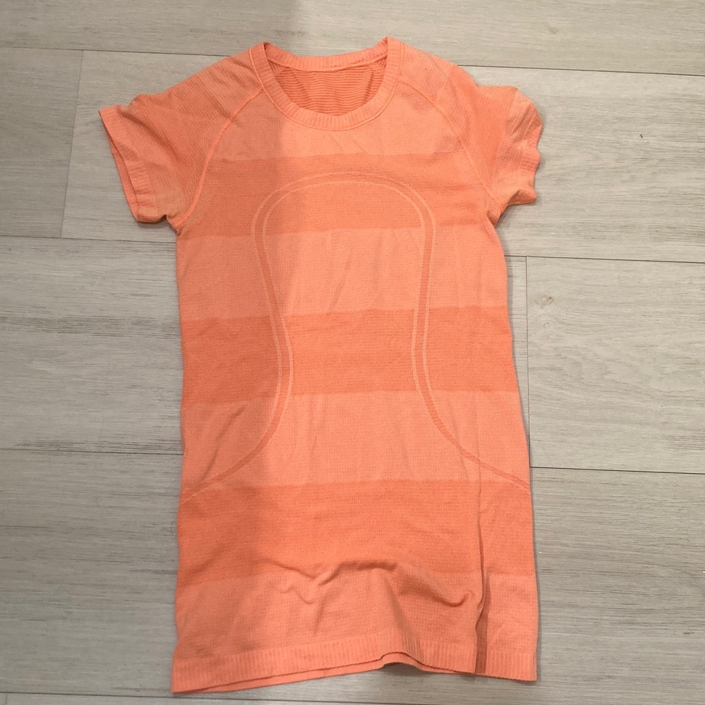 Orange Striped Short Sleeve Dress